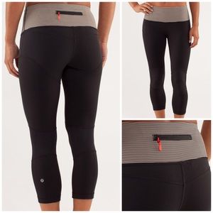 Lululemon Bright At Night Crop Black Tonka Stripe